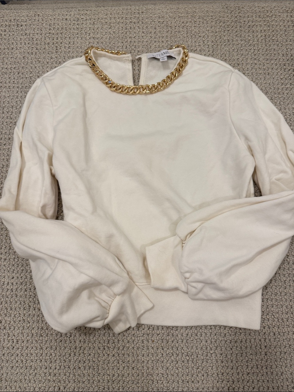 INTERMIX GOLD CHAIN LINK COLLAR SWEATSHIRT